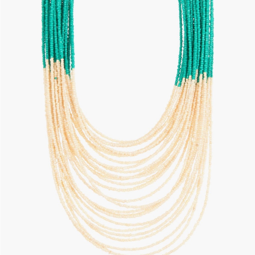 Tasha Green and Cream Beaded Necklace